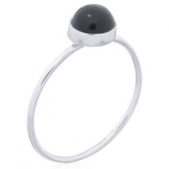 A Single Black Agate 925 Sterling Silver Rings