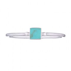 Delicate Squared Synthetic Turquoise Ring in 925 Silver by BeYindi 