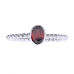 Twisted Wire Silver Ring Oval Red CZ by BeYindi 