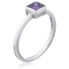 Square Purple Cubic Zirconia 925 Silver Ring by BeYindi
