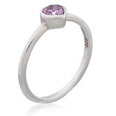 Heart Silver Ring Purple Cubic Zirconia by BeYindi