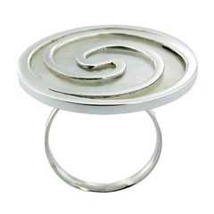 Mother Of Pearl Sterling Silver Twirl Ring Adjustable In Size by BeYindi 2
