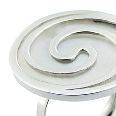 Mother Of Pearl Sterling Silver Twirl Ring Adjustable In Size by BeYindi 3