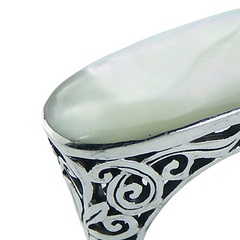 Elongated Horizontal Oval Mother Of Pearl Ajoure 925 Silver Ring by BeYindi 3