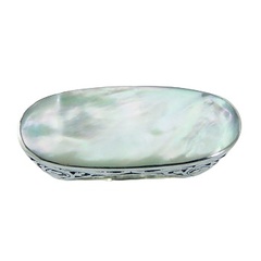 Elongated Horizontal Oval Mother Of Pearl Ajoure 925 Silver Ring by BeYindi 2