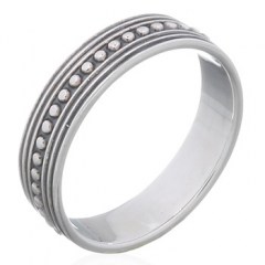 Antiqued Bali Beaded Silver Band Ring by BeYindi