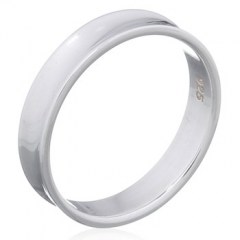 High Polished Concave Plain Silver Band Rings