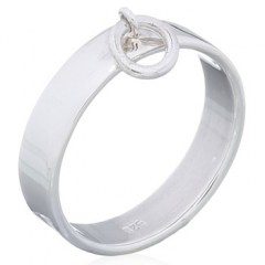 Hanging Donut Ring On Plain Silver Band Rings