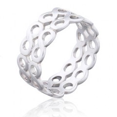 Double Layout Infinity Silver Band Rings
