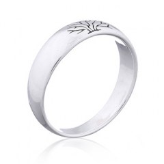 Polished Sterling Silver 925 Tree of Life Band Ring