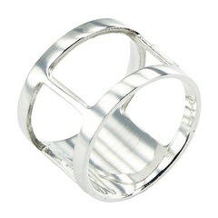 Plain Sterling Silver Cylinder Ring Delicate Open Rectangle