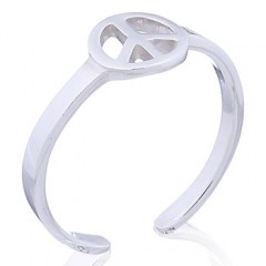 Polished Sterling Silver Peace Symbol Toe Ring