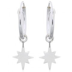 Sparkling Star Sterling Silver Hoop Earrings