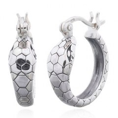 Cobra Snake Sterling Silver Hoop Earrings