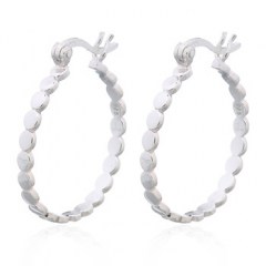 925 Silver Dots Linked Round Hoop Earrings by BeYindi