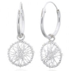 Wire Wrapped Little Circle Silver Hoop Earrings by BeYindi 