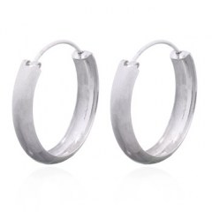 Thin Silver Rounded Band Bigger Hoop Earrings by BeYindi