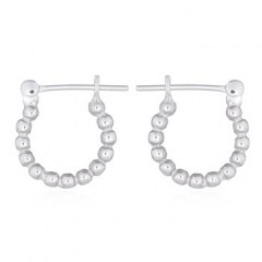 Silver 925 Beaded Mini Hoop Earrings by BeYindi