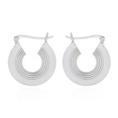 Striped Flat Circle Hoop Earrings 925 Sterling Silver by BeYindi