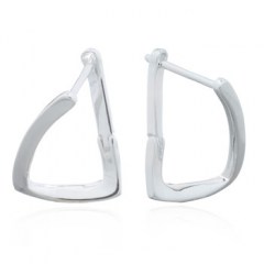 Curly Triangle Silver Clip Hoop Earrings