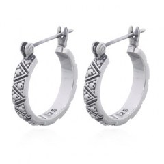 Silver Spots On Each Mini Triangle Link Hoop Earrings by BeYindi
