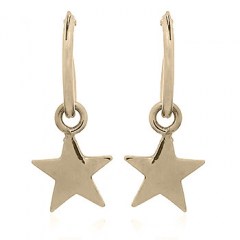 Polished Silver Star Mini Yellow Gold Plated Hoop Earrings by BeYindi 