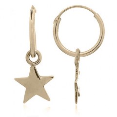 Polished Silver Star Mini Yellow Gold Plated Hoop Earrings