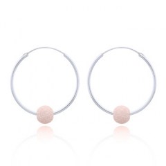 Sparkling Rose Gold Ball Silver Hoop Earrings by BeYindi