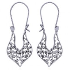 Planet Silver Designer Ajoure Silver Hoop Earrings On U Wire