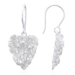 Petals Up Wire Stamped Flower Silver 925 Dangle Earrings by BeYindi 