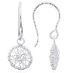 Wire Wrapped Circle Silver 925 Dangle Earrings by BeYindi 