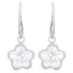 Wire Wrapped Flower Silver 925 Dangle Earrings by BeYindi
