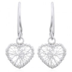Wire Wrapped Heart Silver 925 Dangle Earrings by BeYindi