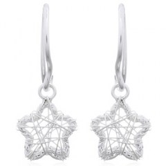 Wire Wrapped Star Silver 925 Dangle Earrings