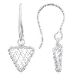 Wire Wrapped Triangle Silver 925 Dangle Earrings by BeYindi 
