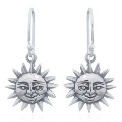 Smiling Sun Sterling 925 Silver Dangle Earrings