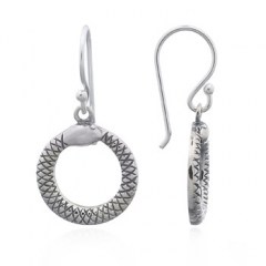 925 Silver Snake In Circle Twirl Dangler Earrings by BeYindi 
