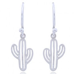 Saguaro Cactus Silver Dangle Earrings