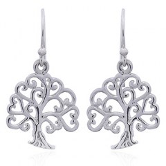 Silver Tree of Life Danglers Curly Branches
