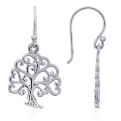Silver Tree of Life Danglers Curly Branches by BeYindi 
