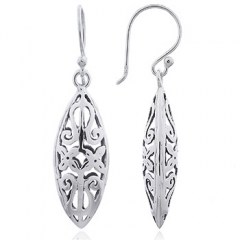 Ajoure Floral Ornament Vintage Style Silver Dangle Earrings by BeYindi 