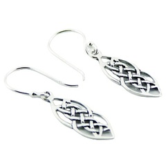 Celtic Sterling Silver Dangle Earrings Marquise Shapes by BeYindi 