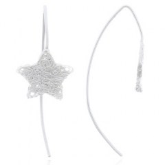 Wire Stamped Star Sterling Silver Drop Earrings by BeYindi 