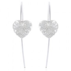 Wire Stamped Heart Sterling Silver Drop Earrings by BeYindi