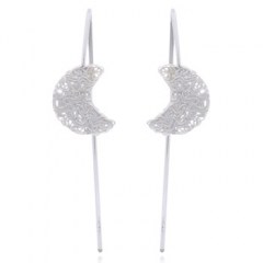Wire Stamped Moon Sterling Silver Drop Earrings by BeYindi