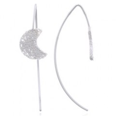 Wire Stamped Moon Sterling Silver Drop Earrings by BeYindi 