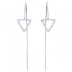 Stamped Silver Triangle 925 Drop Earrings