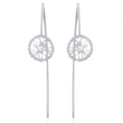 Wire Closed Up Circle 925 Sterling Silver Drop Earrings