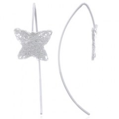 Wire Stamped Butterfly Sterling Silver Drop Earrings by BeYindi 