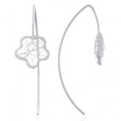 925 Silver Wire Closed Up Flower Drop Earrings by BeYindi 